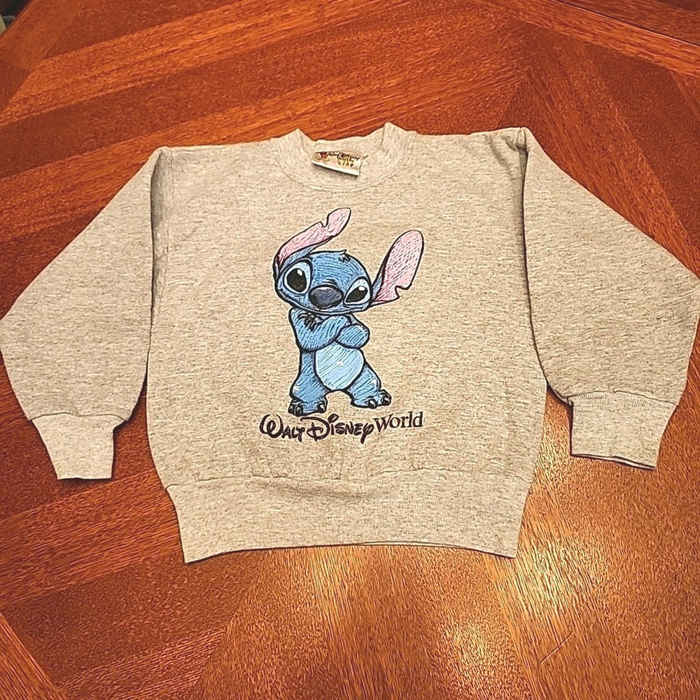 Walt Disney World STITCH Sweatshirt Size XS Grey Crew Neck A1